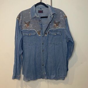 Denim Western Shirt with Eagle Design
